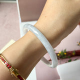 54.5mm A-Grade Natural Light Lavender Green Jadeite Traditional Round Slim Cut Bangle No. 152214