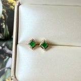 Icy A-Grade Natural Imperial Green Jadeite Earring Studs (Princess Charlotte) No. 180716
