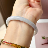 54.5mm A-Grade Natural Light Lavender Green Jadeite Traditional Round Slim Cut Bangle No. 152214