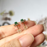 SOLD OUT: Icy A-Grade Natural Imperial Green Jadeite Earring Studs (Princess Diana) No. 180717