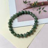 8.2mm A-Grade Natural Dark Green Jadeite Bracelet No. 190523