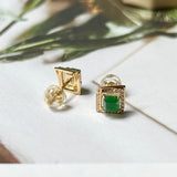 SOLD OUT: Icy A-Grade Natural Imperial Green Jadeite Earring Studs (Princess Diana) No. 180717