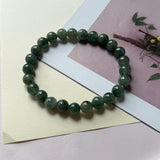 8.2mm A-Grade Natural Dark Green Jadeite Bracelet No. 190523
