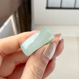 20.3mm A-Grade Natural Light Greenish Blue Jadeite Saddle Loaf Ring Band No.162544