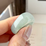 20.3mm A-Grade Natural Light Greenish Blue Jadeite Saddle Loaf Ring Band No.162544
