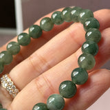 8.2mm A-Grade Natural Dark Green Jadeite Bracelet No. 190523