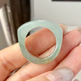 20.3mm A-Grade Natural Light Greenish Blue Jadeite Saddle Loaf Ring Band No.162544