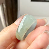 20.3mm A-Grade Natural Light Greenish Blue Jadeite Saddle Loaf Ring Band No.162544