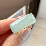 20.3mm A-Grade Natural Light Greenish Blue Jadeite Saddle Loaf Ring Band No.162544