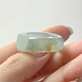 20.3mm A-Grade Natural Light Greenish Blue Jadeite Saddle Loaf Ring Band No.162544