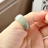 20.3mm A-Grade Natural Light Greenish Blue Jadeite Saddle Loaf Ring Band No.162544
