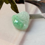 A-Grade Natural Moss On Snow Jadeite Buddha Pendant No.172722