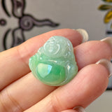A-Grade Natural Moss On Snow Jadeite Buddha Pendant No.172722
