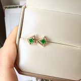 Icy A-Grade Natural Imperial Green Jadeite Earring Studs (Princess Ariel) No. 180718