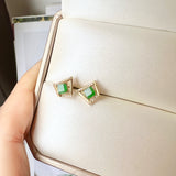 Icy A-Grade Natural Imperial Green Jadeite Earring Studs (Princess Ariel) No. 180718