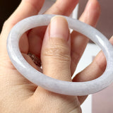 55mm A-Grade Natural Light Lavender Jadeite Traditional Round Slim Cut Bangle No. 152215