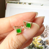 Icy A-Grade Natural Imperial Green Jadeite Earring Studs (Princess Ariel) No. 180718