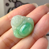 A-Grade Natural Moss On Snow Jadeite Buddha Pendant No.172722