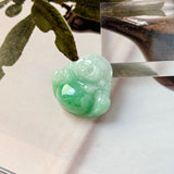 A-Grade Natural Moss On Snow Jadeite Buddha Pendant No.172723