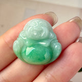 A-Grade Natural Moss On Snow Jadeite Buddha Pendant No.172723