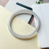 55.4mm A-Grade Natural Light Lavender Green Jadeite Traditional Round Slim Cut Bangle No. 152216