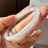 55.4mm A-Grade Natural Light Lavender Green Jadeite Traditional Round Slim Cut Bangle No. 152216