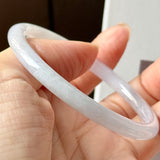55.4mm A-Grade Natural Light Lavender Green Jadeite Traditional Round Slim Cut Bangle No. 152216