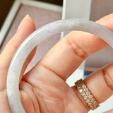55.4mm A-Grade Natural Light Lavender Green Jadeite Traditional Round Slim Cut Bangle No. 152216