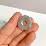 Icy A-Grade Natural Dark Grey Jadeite Ancient Coin Donut No.172567