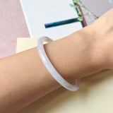 55.4mm A-Grade Natural Light Lavender Green Jadeite Traditional Round Slim Cut Bangle No. 152216