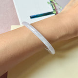 55.4mm A-Grade Natural Light Lavender Green Jadeite Traditional Round Slim Cut Bangle No. 152216