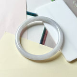 55.2mm A-Grade Natural Light Lavender Green Jadeite Traditional Round Slim Cut Bangle No. 152217