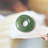 SOLD OUT: A-Grade Natural Bluish Green Jadeite Bagel on Infinity Silk Cord Bracelet No.190410