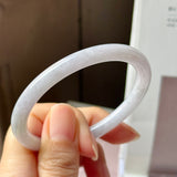 55.2mm A-Grade Natural Light Lavender Green Jadeite Traditional Round Slim Cut Bangle No. 152217