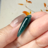 A-Grade Blue Jadeite Dragon's Tooth Pendant No. 172724