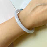 55.2mm A-Grade Natural Light Lavender Green Jadeite Traditional Round Slim Cut Bangle No. 152217
