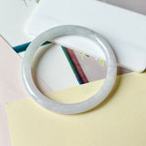 56.2mm A-Grade Natural Light Lavender Green Jadeite Traditional Round Slim Cut Bangle No. 152218