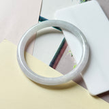 56.2mm A-Grade Natural Light Lavender Green Jadeite Traditional Round Slim Cut Bangle No. 152218