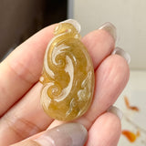 A-Grade Yellow Jadeite Ruyi Pendant No. 172726