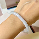 56.2mm A-Grade Natural Light Lavender Green Jadeite Traditional Round Slim Cut Bangle No. 152218