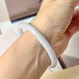 56.2mm A-Grade Natural Light Lavender Green Jadeite Traditional Round Slim Cut Bangle No. 152218