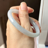 55.2mm A-Grade Natural Light Lavender Green Jadeite Traditional Round Slim Cut Bangle No. 152219