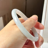 55.2mm A-Grade Natural Light Lavender Green Jadeite Traditional Round Slim Cut Bangle No. 152219