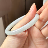 55.2mm A-Grade Natural Light Lavender Green Jadeite Traditional Round Slim Cut Bangle No. 152219