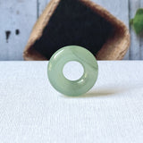 A-Grade Natural Bluish Green Jadeite Bagel on Infinity Silk Cord Bracelet No.190412