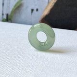 A-Grade Natural Bluish Green Jadeite Bagel on Infinity Silk Cord Bracelet No.190412