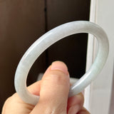 55.2mm A-Grade Natural Light Lavender Green Jadeite Traditional Round Slim Cut Bangle No. 152219