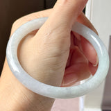 55.2mm A-Grade Natural Light Lavender Green Jadeite Traditional Round Slim Cut Bangle No. 152219