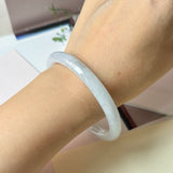 55.2mm A-Grade Natural Light Lavender Green Jadeite Traditional Round Slim Cut Bangle No. 152219