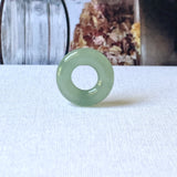 A-Grade Natural Bluish Green Jadeite Bagel on Infinity Silk Cord Bracelet No.190413